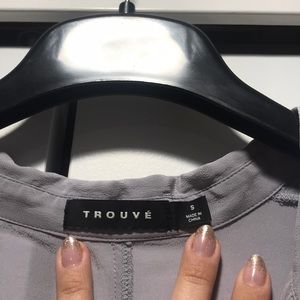 Trouve Tops - Gray/lavender silk Trouve button down tunic - S Trouve Tops - Gray/lavender silk Trouve button down tunic - S